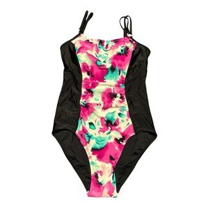 Plus Size Swimsuit 14 Black Pink White Floral Krista One Piece Full Coverage Fun